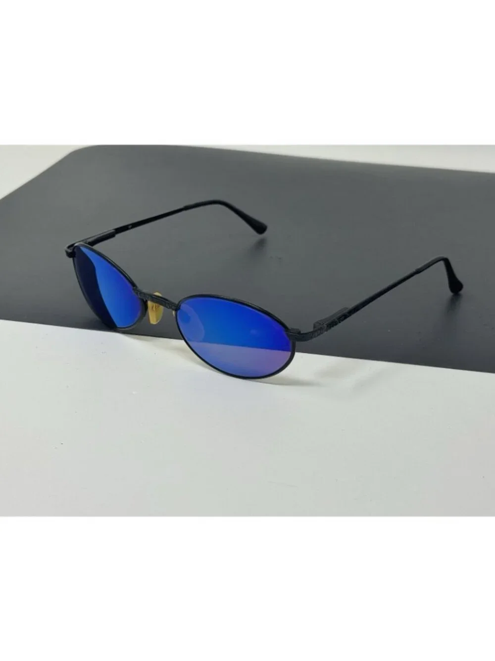 Vintage REVO PYTHON Black Metal Oval Mirror Sunglasses Scratches On Glass Lenses